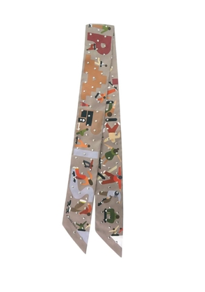 Hermès Pre-Owned 2024-2026 Figures Libres Studded Silk Twilly Scarf scarves - Brown