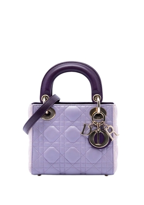 Christian Dior Pre-Owned 2015 Mini Tricolor Lambskin Cannage Lady Dior satchel - Purple