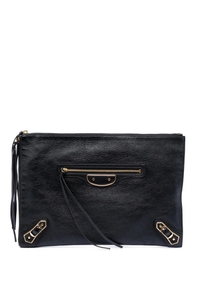 Balenciaga Pre-Owned 2017 Goatskin Motocross Classic Metallic Edge clutch bag - Black
