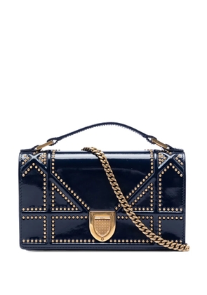 Christian Dior Pre-Owned 2017 Patent Studded Diorama Top Handle Wallet on Chain satchel - Blue