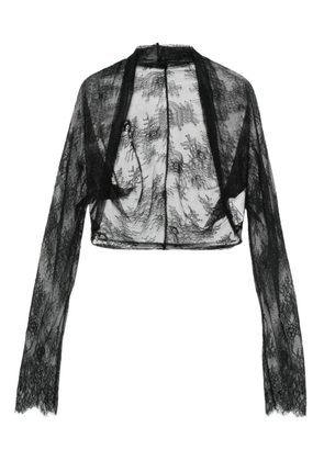 Alberta Ferretti lace-floral cropped jacket - Black