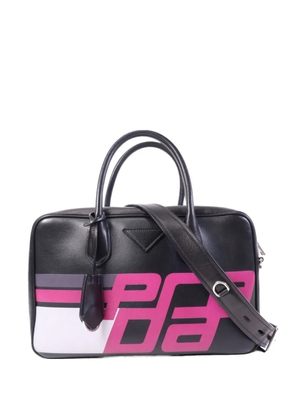 Prada Pre-Owned logo-print leather shoulder bag - Black