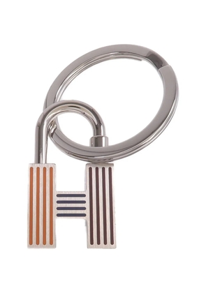 Hermès Pre-Owned H-logo striped key ring - Silver