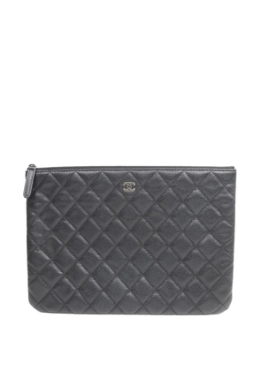 CHANEL Pre-Owned CC diamond-quilted calfskin pouch - Black