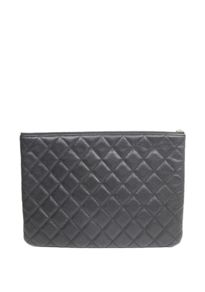 CHANEL Pre-Owned CC diamond-quilted calfskin pouch - Black
