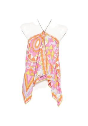 PUCCI geometric-print chain-link halterneck top - Orange