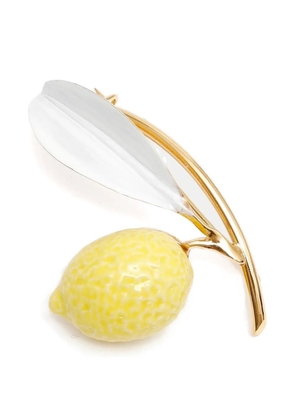 Andres Gallardo Lemon enamel brooch - Gold