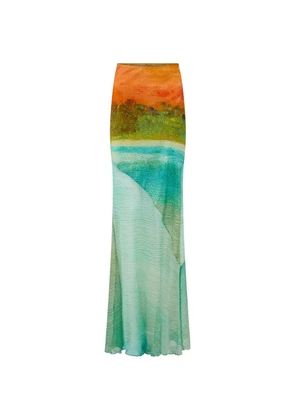 Donde Esteban Formentera landscape-print maxi skirt - Blue