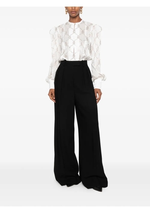 Genny embellished puff-sleeve blouse - White