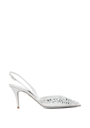 René Caovilla 80mm crystal-embellished pumps - White