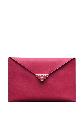 Prada Saffiano leather envelope clutch - Pink