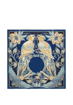 Ferragamo Parrots-print silk scarf - Blue