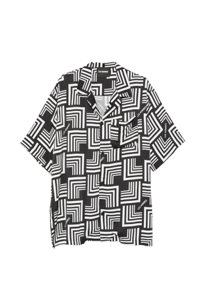 Les Hommes Urban geometric-pattern logo-print shirt - Black