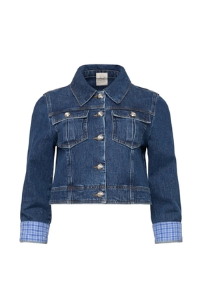 Cinq A Sept Lexie checked-cuff denim jacket - Blue