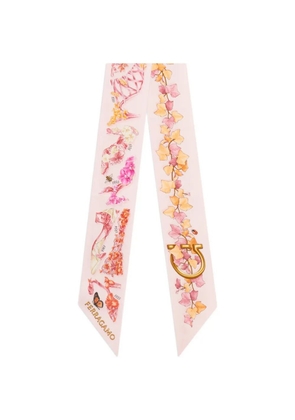 Ferragamo Eden shoes-print silk mini bandeau - Pink