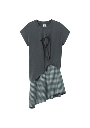 b+ab check-pattern asymmetric dress - Grey