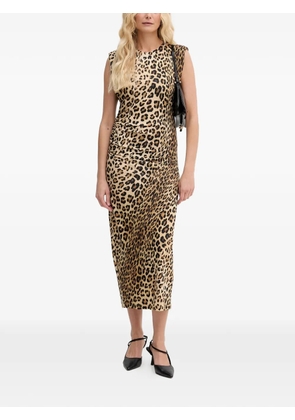 Lola Casademunt leopard-print gathered midi dress - Neutrals