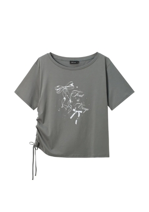tout a coup bow-print T-shirt - Grey