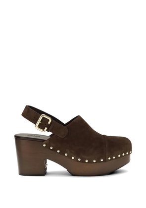 Chloé Jeannette stud-embellished heeled mules - Brown