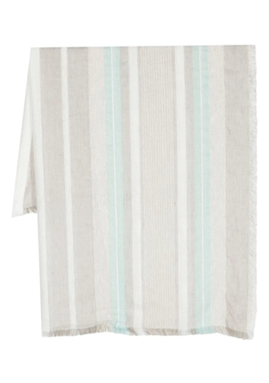 Peserico striped frayed-edge scarf - Neutrals