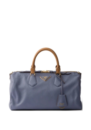 Prada large leather top-handle bag - Blue