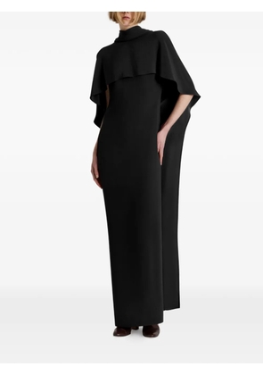 Alberta Ferretti cape-overlay open-back maxi dress - Black