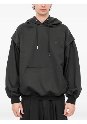 SONGZIO embroidered layered-sleeve hoodie - Black
