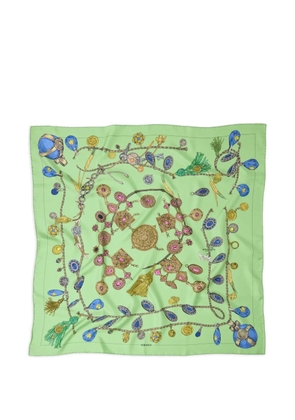 Versace printed silk twill scarf 90 cm - Green