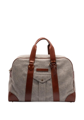 Brunello Cucinelli leather-trim holdall bag - Grey