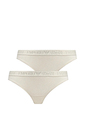 Armani Exchange logo-waistband briefs (set of two) - Neutrals