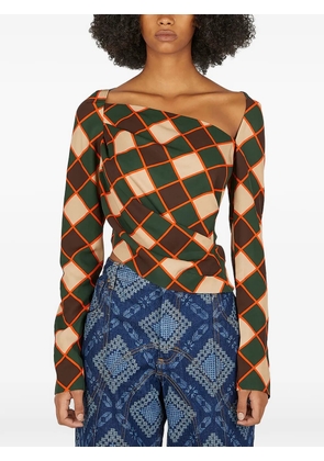 Ahluwalia asymmetric graphic long-sleeve blouse - Green