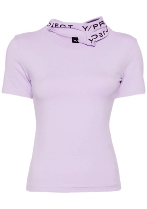 Y/Project logo-print collar jersey T-shirt - Purple