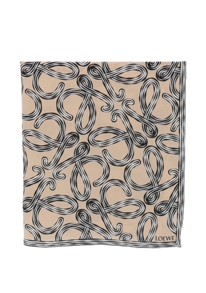 LOEWE Anagram-print silk scarf - Neutrals