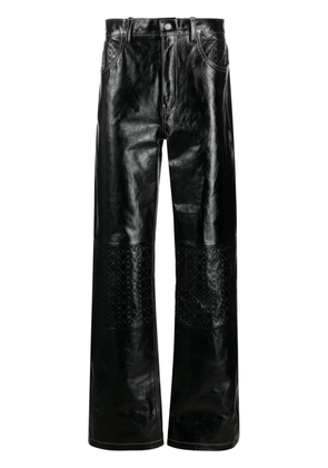 Marine Serre Moonogram leather trousers - Black
