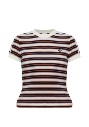adidas Summer Glow striped logo-patch T-shirt - Neutrals