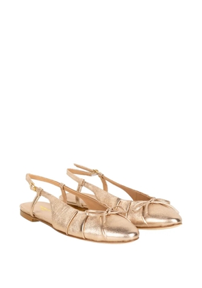 STATUS bow-detail metallic-leather mules - Gold