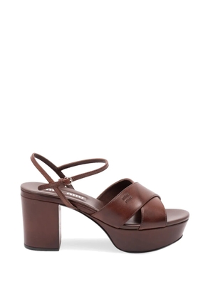Miu Miu crossover-strap platform sandals - Brown