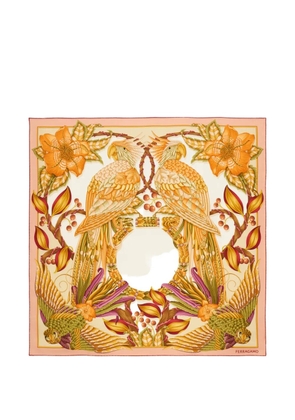Ferragamo Parrots-print silk scarf - Neutrals