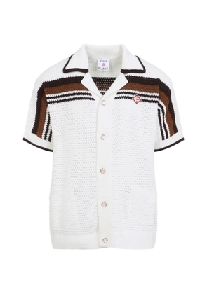 Casablanca crochet-knit striped shirt - White
