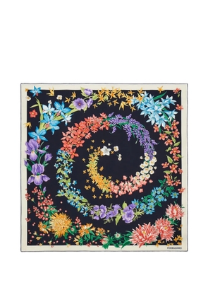 Ferragamo Spring-print silk scarf - Black
