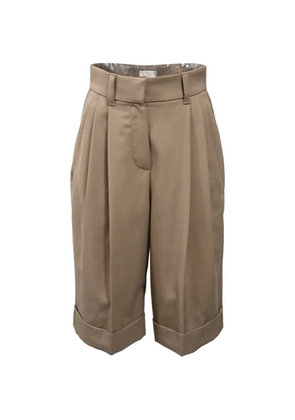 Brunello Cucinelli Vintage pleated folded-hem shorts - Neutrals