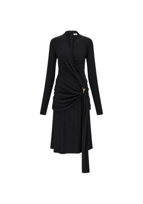Ferragamo viscose dress with gathered waist - Black
