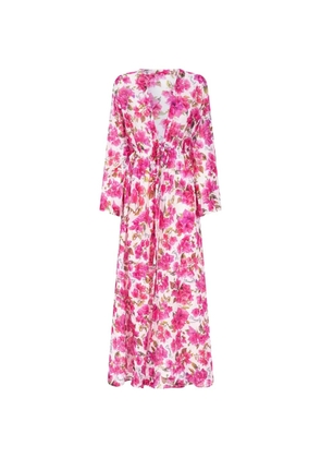 BIKINVILLE Bouganvillea print drawstring-waist beach cover-up - Pink