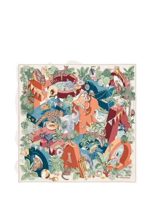 Ferragamo Jungle Party-print silk scarf - Neutrals