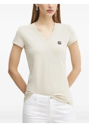 Armani Exchange V-neck logo patch T-shirt - Neutrals
