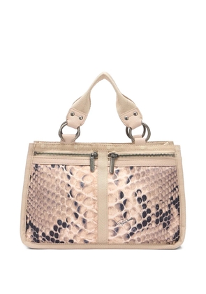 Roberto Cavalli Roma snakeskin-embossed handbag - Neutrals