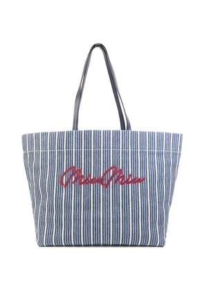 Miu Miu Pre-Owned striped denim tote bag - Blue