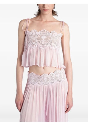Retrofete Luenie lace-trim tie-fastening top - Pink