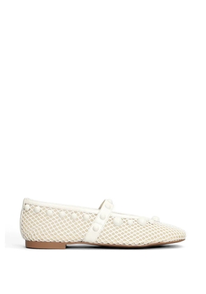 Bibi Lou bead-embellished mesh ballet flats - White