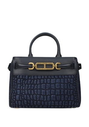 TOM FORD crocodile-effect denim tote bag - Blue